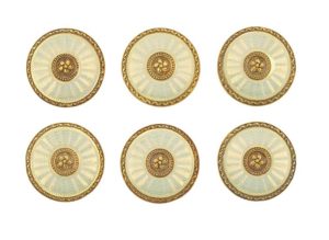 Six Antique Gold and Guilloche Enamel Buttons, Boucheron